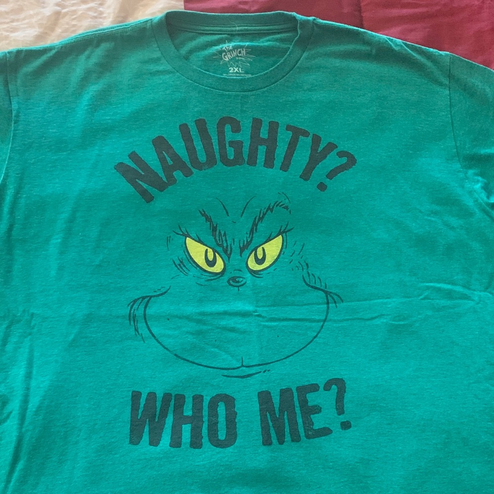 Grinch NAUGHTY? WHO ME? Christmas Green Graphic Tee - Short Sleeve